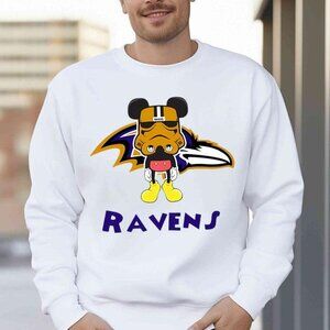 Mickey Mouse Stormtrooper Ravens Sweatshirt Retro NFL Baltimore Football Fan 05